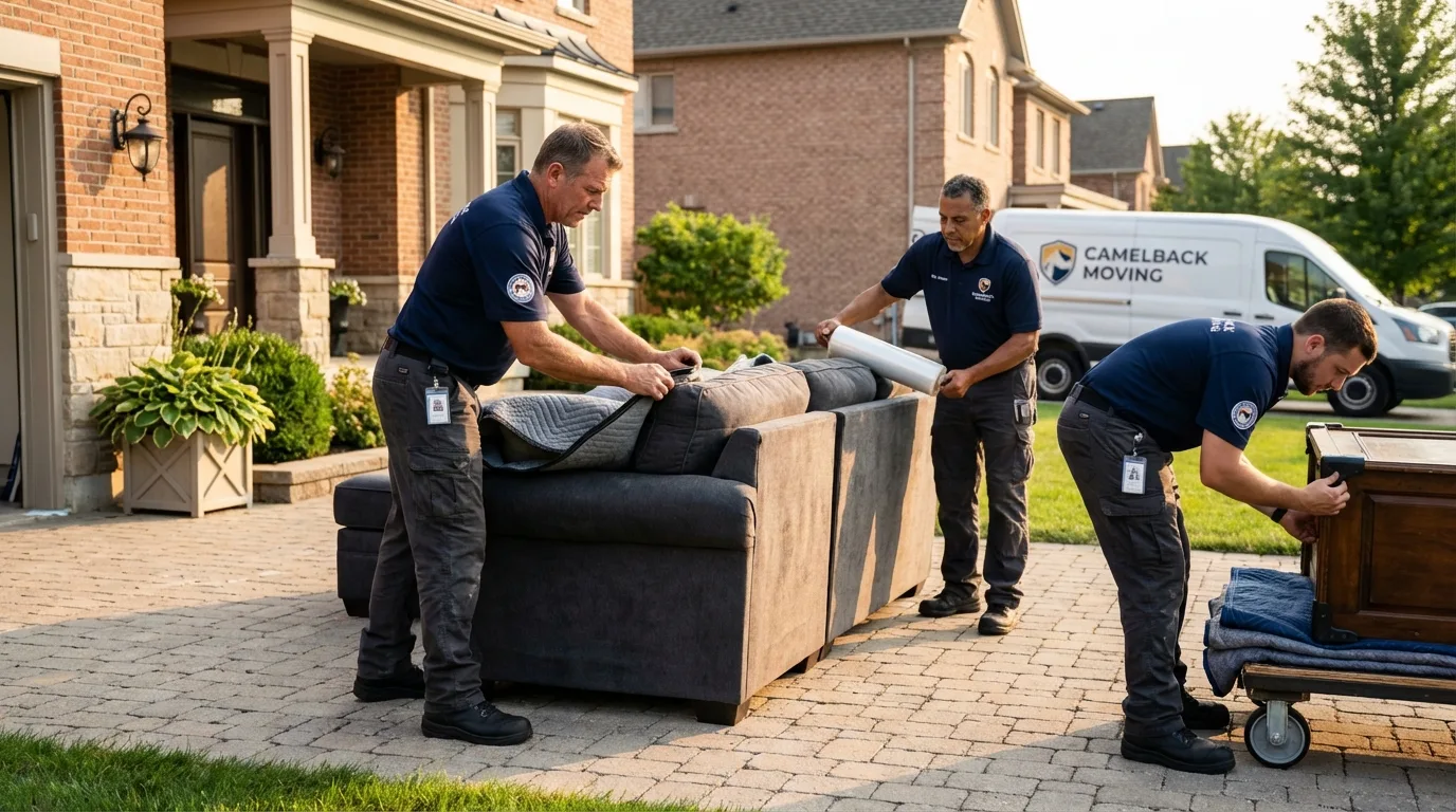 Large estate moving crew wrapping furniture in Grand Blanc, MI