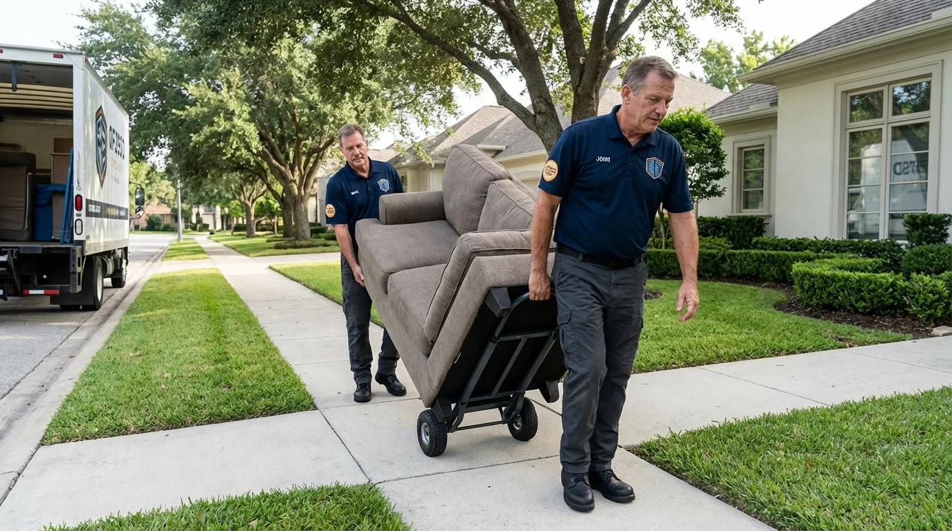 Local residential moving crew loading furniture in Grand Blanc, MI